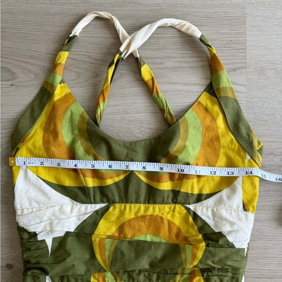 EUC Rare Totem Brand Mini Dress Retro Swirl Circle Green Yellow Orange Size XS S - Picture 5 of 9
